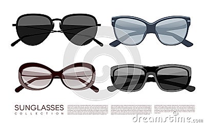 Modern Fashionable Stylish Sunglasses Set Vector Illustration