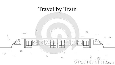 Modern fast train. Linear style. Vector Illustration