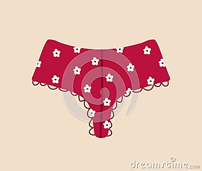 Modern female panties. Cute red thongs. Home clothes. Trendy hand drawn undergarments. Vintage vector illustration in Vector Illustration