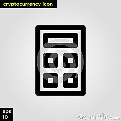Cryptocurrency icon calculator set line version. Modern computer network technology sign and symbol Stock Photo