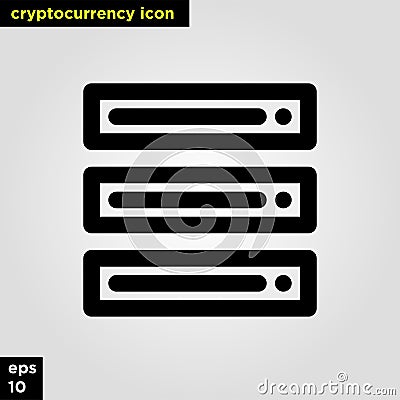 Cryptocurrency icon server set line version. Modern computer network technology sign and symbol Stock Photo