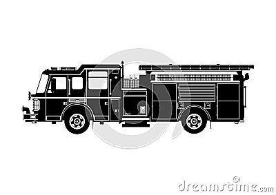 Silhouette of rescue pumper. Vector Illustration