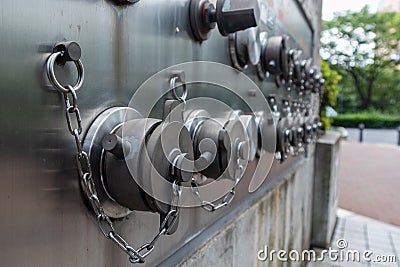 Modern Fire Hydrant in the Tokyo. Sleek design. Safety purpose Stock Photo