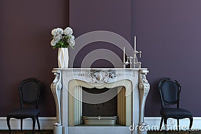 Modern fireplace Stock Photo