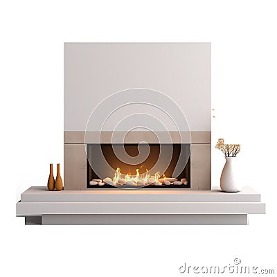 Modern fireplace isolated on a transparent background Stock Photo