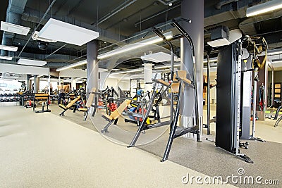 Modern fitness hall with a bench Stock Photo