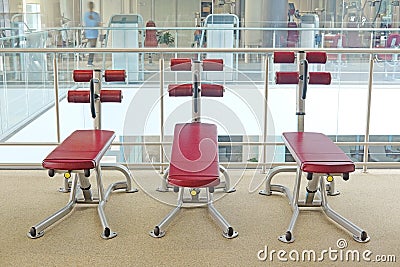 Modern fitness hall with a bench Stock Photo