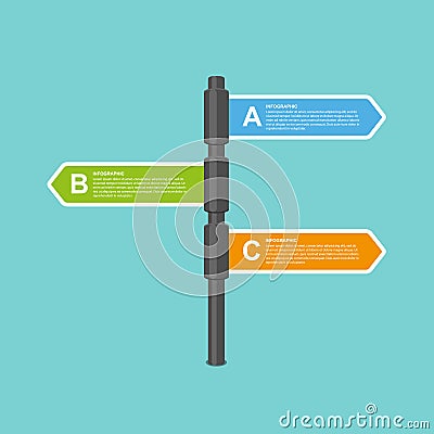 Modern flat arrow signpost business options infographics design template. Vector Illustration