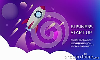 Modern flat background with rocket Vector Illustration