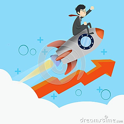 Modern flat background with rocket Vector Illustration