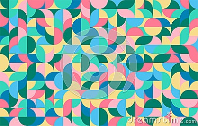 Modern flat circle memphis abstract wallpaper. Colorful round dot background. Vector Illustration