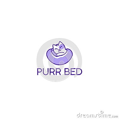 Modern flat colorful design PURR BED logo design Vector Illustration