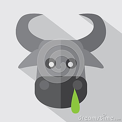 Modern Flat Design Buffalo Sick Icon Vector Vector Illustration