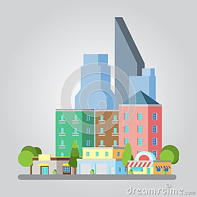 Modern flat design cityscape illustration Vector Illustration