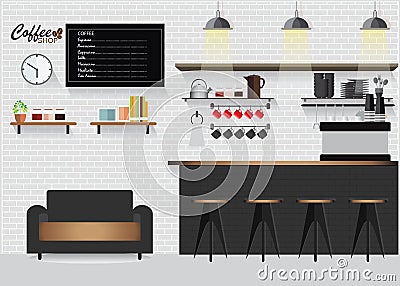Modern Flat Design Coffee shop. Vector Illustration