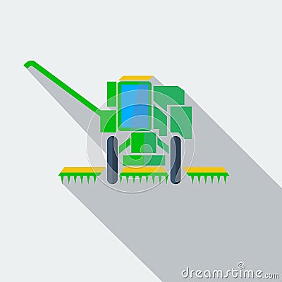 Modern flat design concept icon combine harvester Vector Illustration