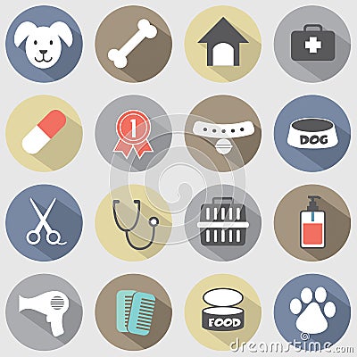 Modern Flat Design Dog Icons Set Vector Illustration