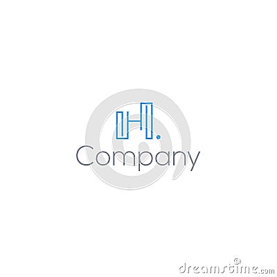 Modern flat design initial H COMPANY logo design Vector Illustration