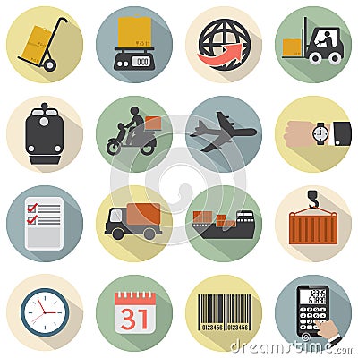 Modern Flat Design Logistics Icon Set Vector Illustration