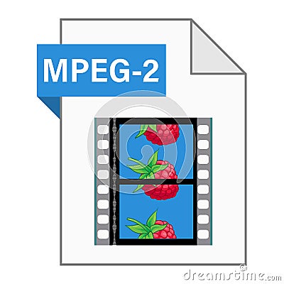 Modern flat design of MPEG-2 file icon for web Vector Illustration