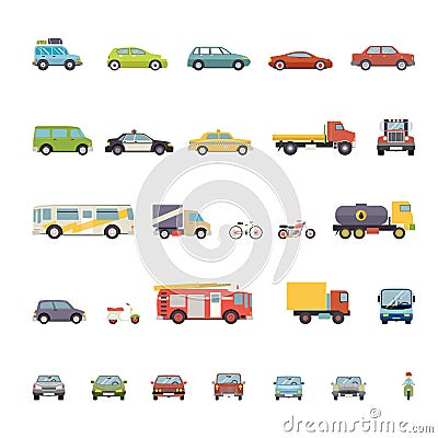 Modern Flat Design Transport Symbols Stylish Retro Vector Illustration