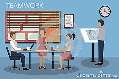 Modern flat design vector illustration, concepts of teamwork process and success in business Vector Illustration