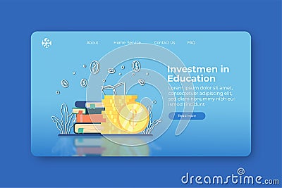 Modern Flat Design Vector Illustration. Investment In education Landing Page and Web Banner Template. Scholarship Student Loan Vector Illustration