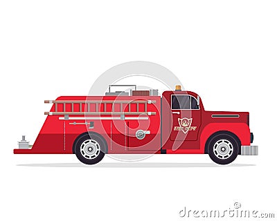 Modern Flat Firefighter Truck Illustration Vector Illustration