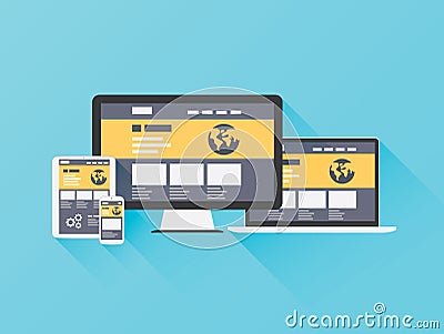 Modern flat illustration of website coding, progra Vector Illustration