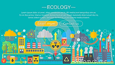 Modern flat infographic ecology concept. Green energy alternative fuel. Web header poster. Vector Illustration