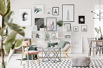 Modern flat interior with posters Stock Photo