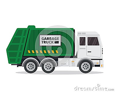 Modern Flat Isolated Industrial Garbage Truck Illustration Vector Illustration