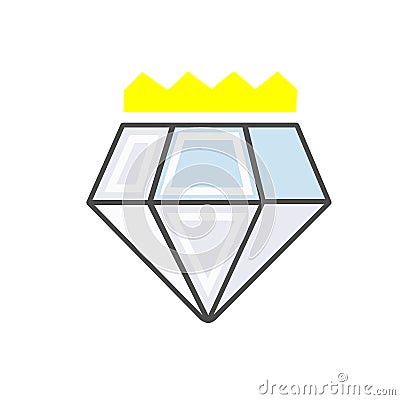 Modern flat line icon diamond with a crown. Sign of the award Stock Photo