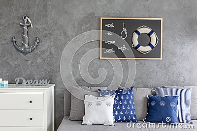 Modern flat with nautical decorations Stock Photo