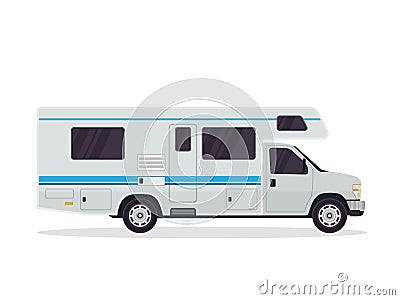 Modern Flat RV Motorhome Vehicle Illustration Vector Illustration