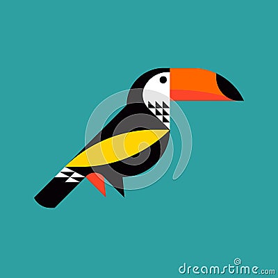 Modern flat style illustration of colorful toucan Vector Illustration