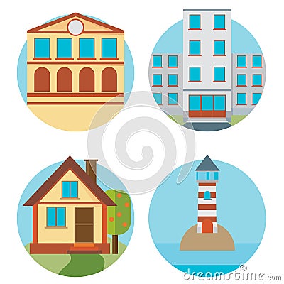 Modern flat vector buildings set. Colorful template for you design, web and mobile applications. Vector Illustration