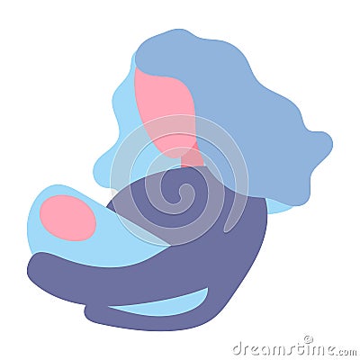 Modern flat vector illustration. Mother holding her newborn baby. Concept for Mother`s day. Woman nursing infant in her Vector Illustration