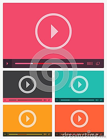 Modern flat video player interface. Vector Illustration