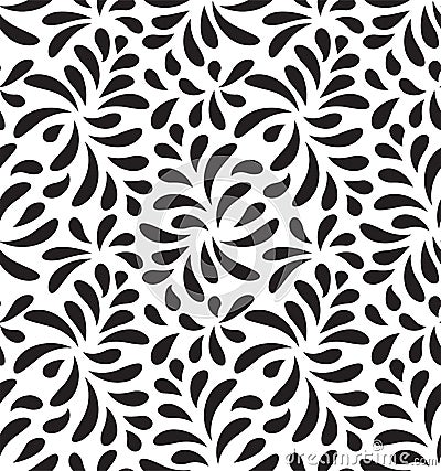 MODERN FLORAL SEAMLESS VECTOR PATTERN. DROP SHAPE BACKGROUND. TRENDY LEAVES MOTIVE Vector Illustration