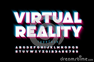 Modern font, virtual reality Vector Illustration