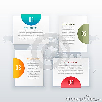 modern four steps white infograph layout design for business diagrams workflow Vector Illustration