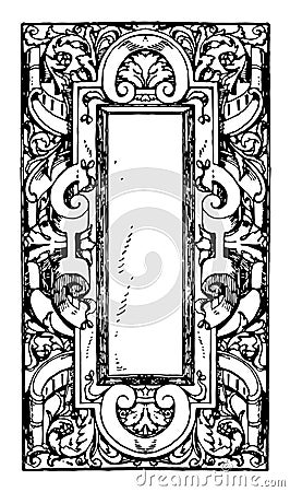 Modern French Architectural Frame has an oblong shape in the middle, vintage engraving Vector Illustration