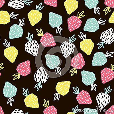 Modern fruit seamless pattern. Background with strawberry. Great for kids fabric, textile, etc. Vector Illustration Vector Illustration