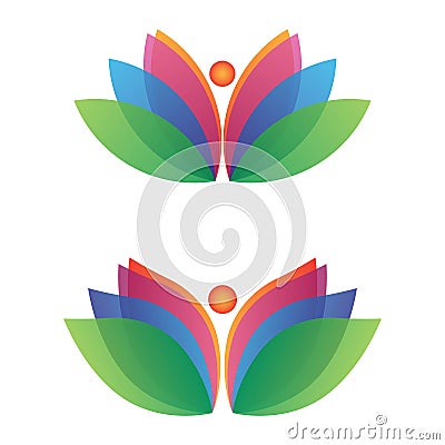 Modern fulcolor lotus flower logo vector set Vector Illustration