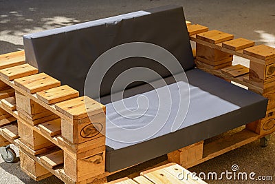 Modern furniture, made of wooden pallets - Upcycling Stock Photo