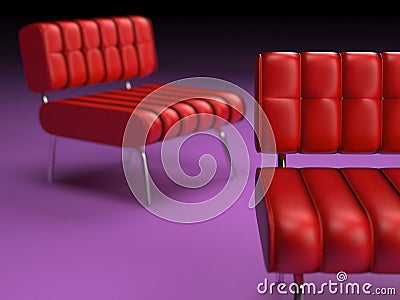 Modern furniture - red stools Stock Photo