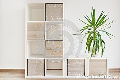 Modern furniture, white shelves Stock Photo