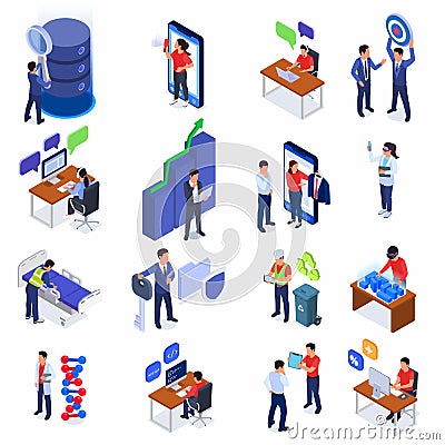 Modern Future Professions Set Vector Illustration