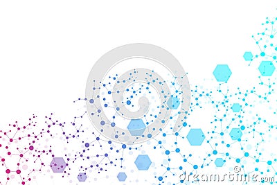 Modern futuristic background of the scientific hexagonal pattern. Virtual abstract background with particle, molecule Vector Illustration